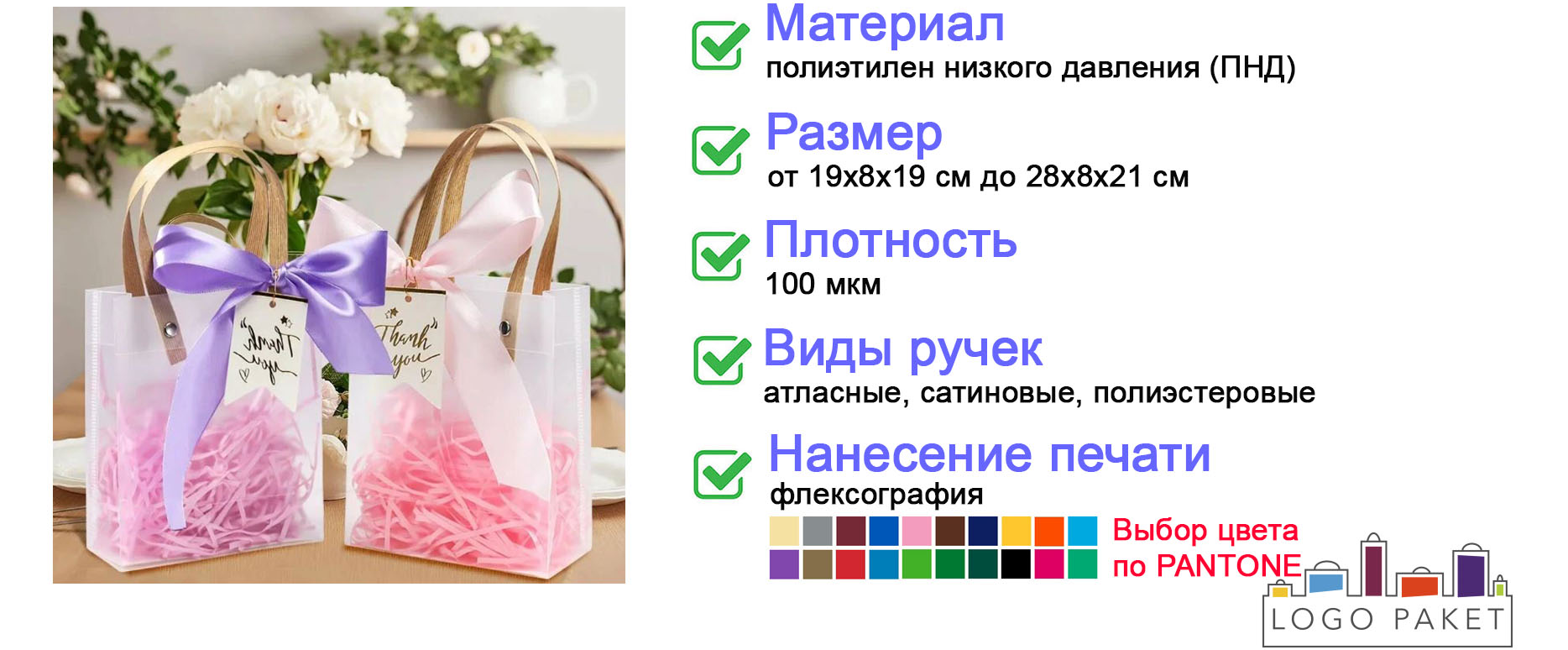 Прозрачный пакет с лентой инфографика 